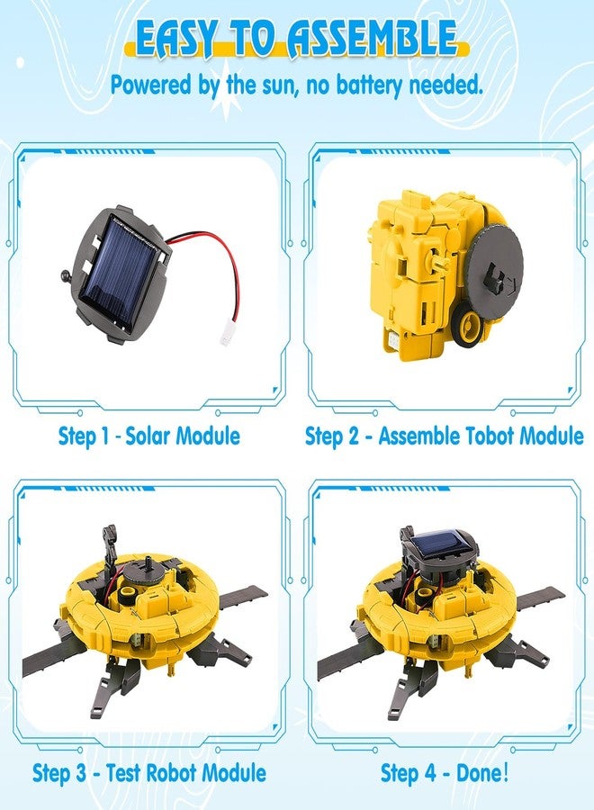 Playsheek STEM Projects for Kids Ages 8-12 Solar Robot Kit 6-in-1 Space Toys for 10-Year-Old Boy Girl Gift Toys Science Kits Christmas Birthday Gifts for 8 9 10 11 12 Year Old, Yellow - Image 4